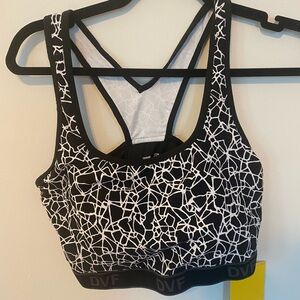 Diane Von Furstenberg Women's Black and White Sports Bra SZ L NWT